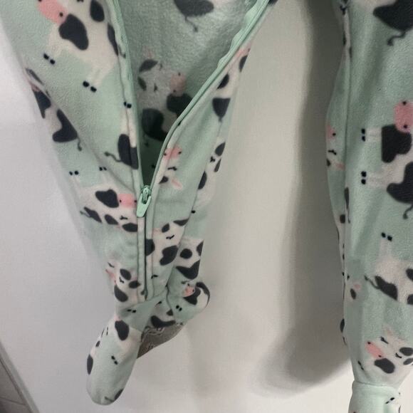 Just One You by Carter's Dairy Cow Print Full Zip Footed Pajama Sleeper, Size 3T - Picture 6 of 9